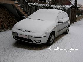 7.Mrz 08h03 - Bei der Abfahrt lag Schnee